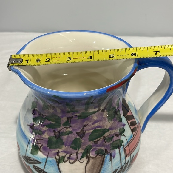 Italian hand-painted belly pitcher Ravello Collection ceramic glazed sea theme - Picture 13 of 14